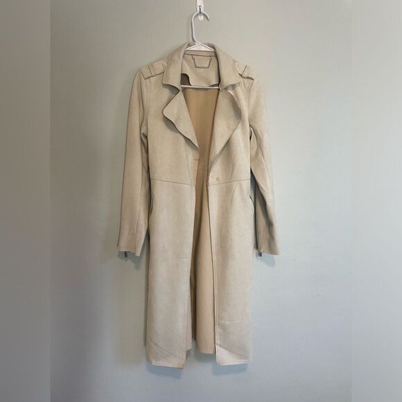 T TAHARI Trench Coat Tan colored Midi Length - Picture 3 of 9